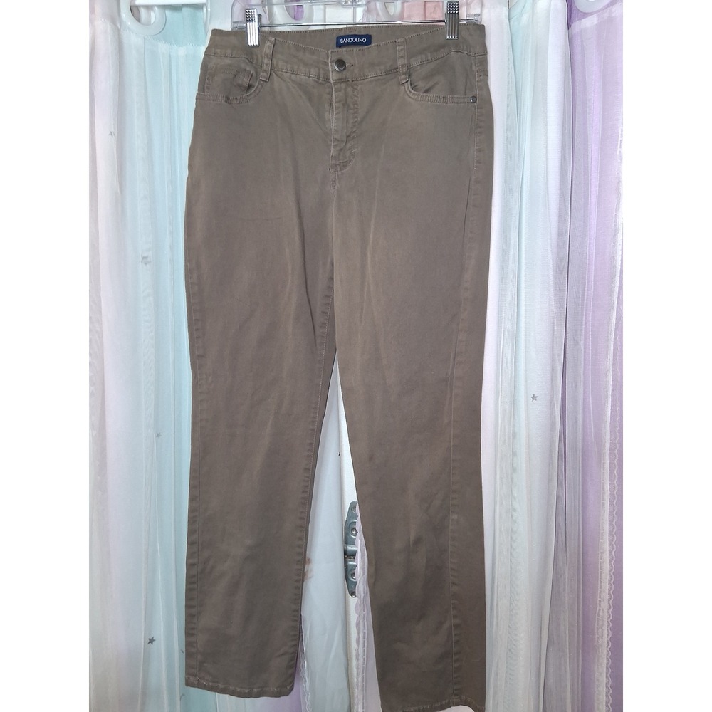 Bandolino Amy Straight Leg PaWomens 8 Taupe Brown Mid Rise Stretch Trousers 1017